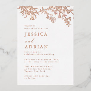 Invitation En Aluminium Élégant Mariage Or Rose Victorien