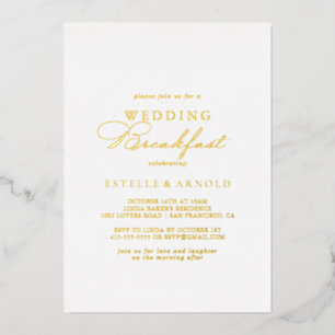 Invitation En Aluminium Élégant Mariage petit déjeuner Gold  