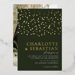 Invitation En Aluminium Elégant Mariage photo Deep Green Personnalisé