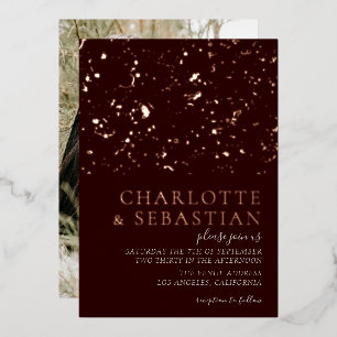 Invitation En Aluminium Elégant Mariage photo Deep Red personnalisé