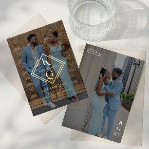 Invitation En Aluminium Élégant Mariage Photo Enregistrer Le Logo Date