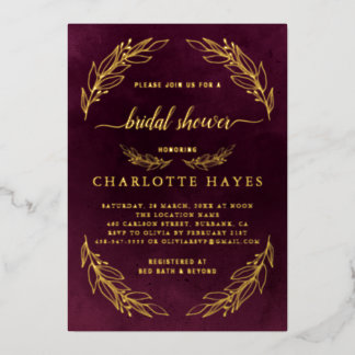 Invitation En Aluminium Élégant Mariage Rouge Bourgogne Et Or
