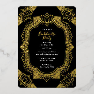 Invitation En Aluminium Élégant Mehndi Bachelorette Party Gold