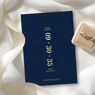 Invitation En Aluminium Élégant Minimal Save the Date Bleu Saphir Foncé