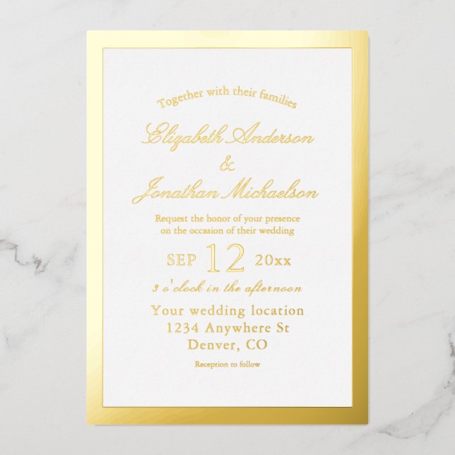 Invitation En Aluminium Élégant minimaliste Mariage (Recto)