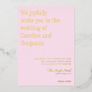 Invitation En Aluminium Élégant minimaliste Mariage moderne Pink Gold Foil