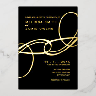 Invitation En Aluminium Élégant minimaliste Mariage noir et or