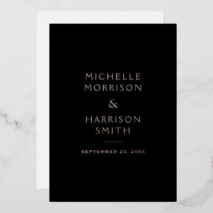 Invitation En Aluminium Elégant minimaliste Mariage noir Rose or