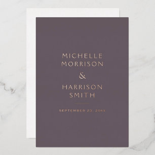 Invitation En Aluminium Elégant minimaliste Mauve violet Mariage Rose or
