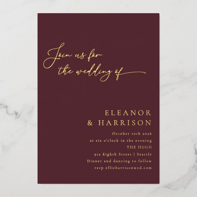 Invitation En Aluminium Élégant minimaliste moderne Mariage de script de B (Recto)