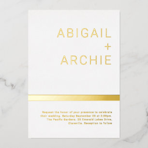 Invitation En Aluminium Élégant minimaliste moderne or Mariage or