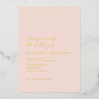 Elégant minimaliste Peachy rose Mariage or