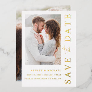 Invitation En Aluminium Elégant Modern 2 Photo Wedding Enregistrer la date
