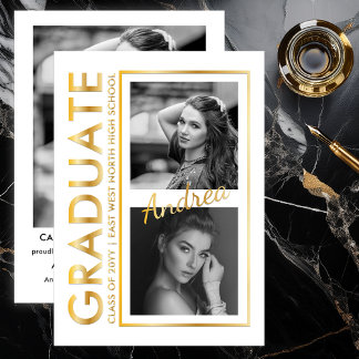 Invitation En Aluminium Elegant Modern Photo Graduation Announcement
