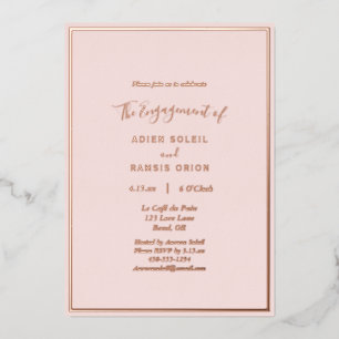 Invitation En Aluminium Elégant moderne Blush Rose Gold Engagement Party