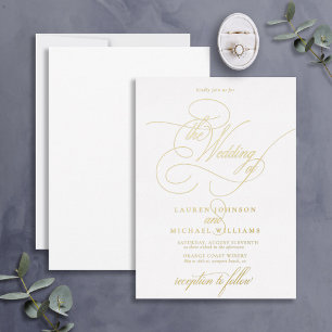 Invitation En Aluminium Élégant Moderne Calligraphie Classique Mariage