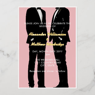 Invitation En Aluminium Elégant moderne Hommes Gay Mariage Or