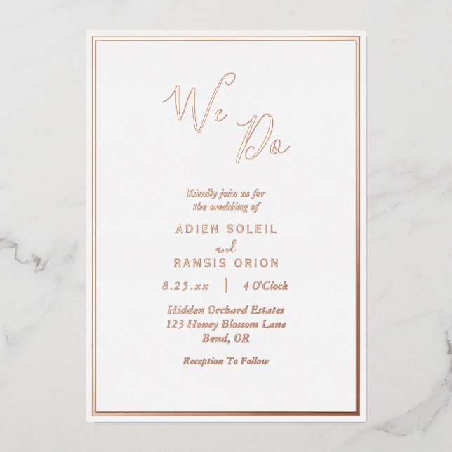 Invitation En Aluminium Élégant moderne Nous faisons Mariage Rose Or (Recto)