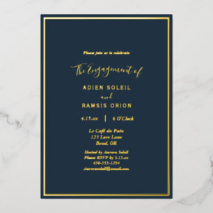 Invitation En Aluminium Élégant Moderne Nuit Or Mariage Fiançailles Fête