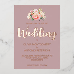 Invitation En Aluminium Elégant moderne rose clair Peony Dusty Mariage Ros