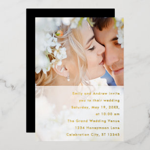 Invitation En Aluminium Élégant Moderne Vintage Or Photo Mariage