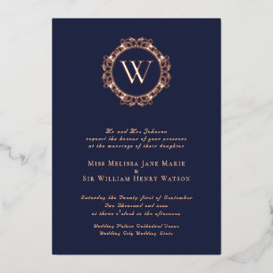 Invitation En Aluminium Élégant Monogram Classic Mariage