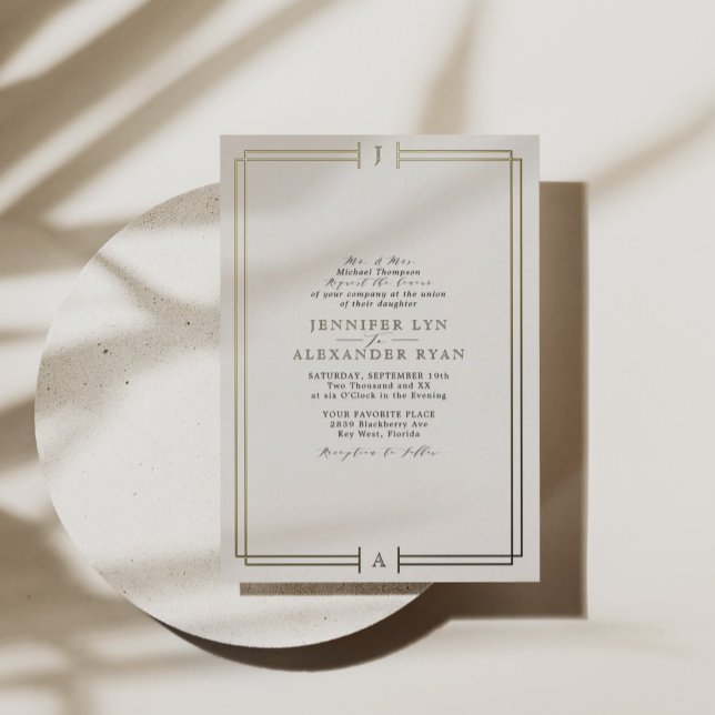 Invitation En Aluminium Élégant Monogramme Formel Mariage Gold (Créateur téléchargé)