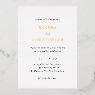 Invitation En Aluminium Élégant noir et blanc Simple Mariage moderne