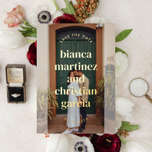 Invitation En Aluminium Élégant Nom Typographique Photo Pleine Enregistrer