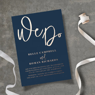 Invitation En Aluminium Elégant Nous faisons Rose Gold & Blue Mariage