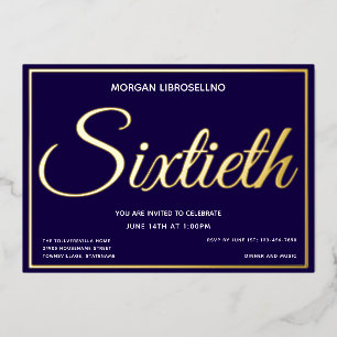 Invitation En Aluminium Elégant or formel 60 Soixantième anniversaire