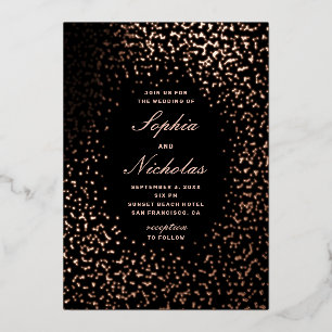 Invitation En Aluminium Élégant or noir pois moderne mariage