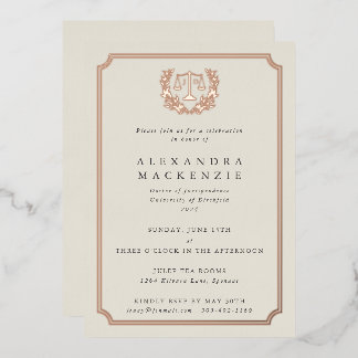 Invitation En Aluminium Élégant Oyster JD Law School Graduation Party