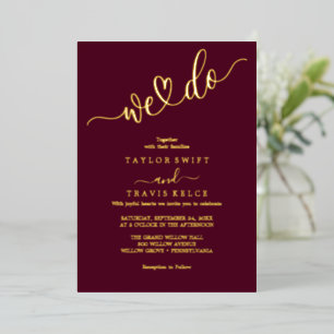 Invitation En Aluminium Élégant papier d'or Mariage "Nous nous marions"