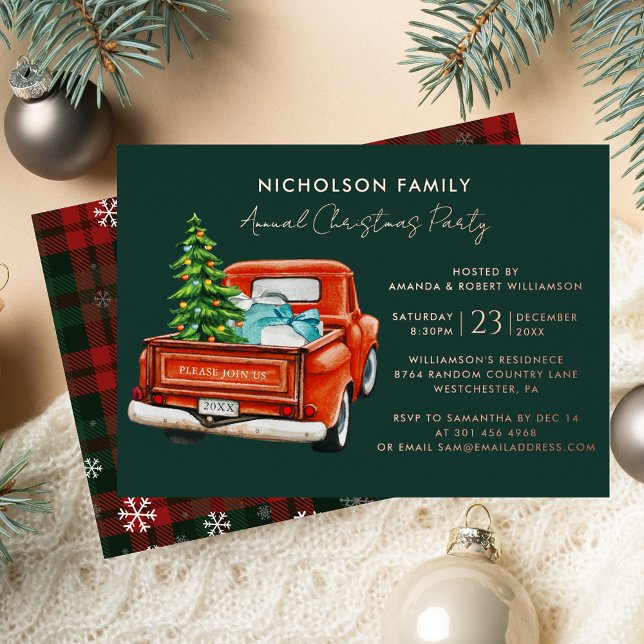 Invitation En Aluminium Elegant Plaid Script Christmas Holiday Party (Elegant Plaid Script Christmas Holiday Party Foil Invitation)