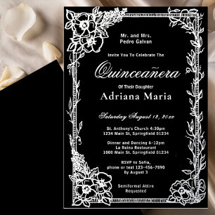 Invitation En Aluminium Élégant Quinceanera Argent pour 15e Anniversaire