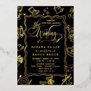 Invitation En Aluminium Élégant roman   Mariage rose Gold Foil