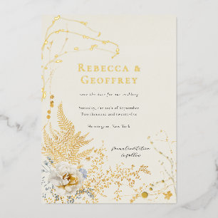Invitation En Aluminium Élégant Romantique Ferns Florales Enregistrer la d