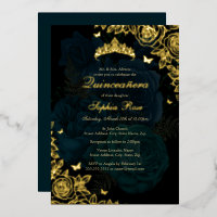 Elégant Rose bleu or Turquoise Quinceanera