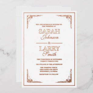 Invitation En Aluminium Elégant Rose Gold bordure Mariage traditionnel
