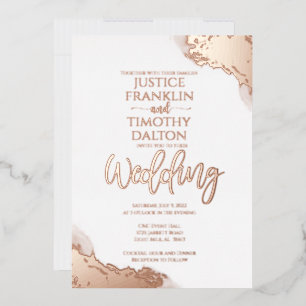 Invitation En Aluminium Elégant Rose Gold Corner Mariage frontière