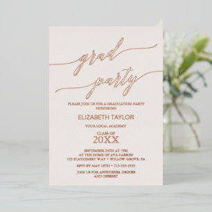 Invitation En Aluminium Élégant Rose Gold Foil   Blush Graduation Party