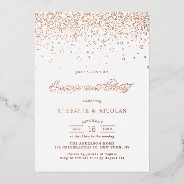 Invitation En Aluminium Élégant Rose Gold Foil Confetti (Recto)