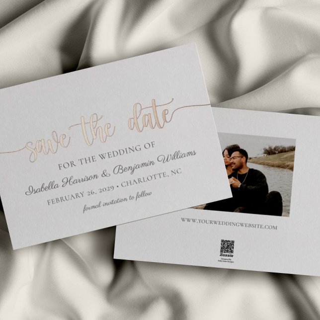 Invitation En Aluminium Élégant Rose Gold Foil Enregistrer La Date Annonce (Créateur téléchargé)