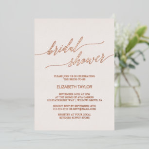 Invitation En Aluminium Élégant Rose Gold Foil   Fête des mariées rose pâl