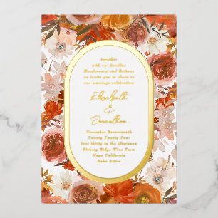 Invitation En Aluminium Elégant Rose Gold Frame Floral Abundance Mariage F