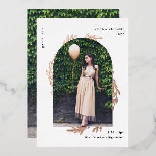 Invitation En Aluminium Élégant Rose Gold Photo Graduation