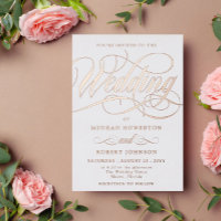 Élégant Rose Gold Swirl Mariage de calligraphie