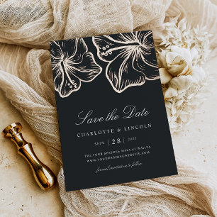 Invitation En Aluminium Élégant Rose  Hibiscus Mariage Fleur Enregistrer L