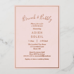 Invitation En Aluminium Elégant Rose moderne Blush Gold Brunch et Bubbly